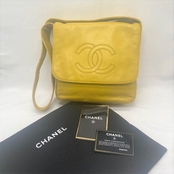 Chanel Vintage Chartreuse Leather Flap Bag - Picture 1 of 10
